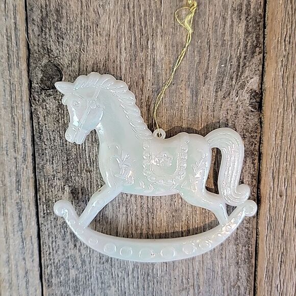 Rocking Horse Christmas ornament McCrory Co 1986 set of 2 - Picture 1 of 6